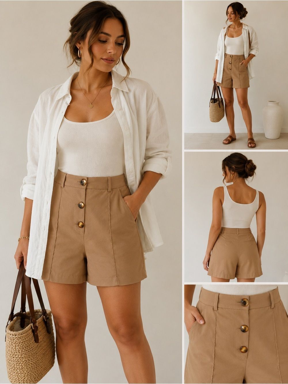 ZARA High-Waisted Button Front Shorts | Size US 4 / EUR 36